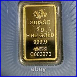 5 gram Gold Bar PAMP Suisse Romanesque Religious Cross Gold-Sealed Assay-RARE