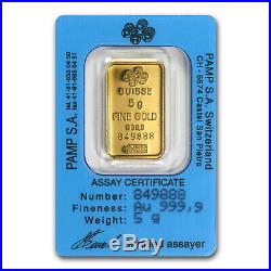 5 gram Gold Bar PAMP Suisse Rose (In Assay) SKU#71979