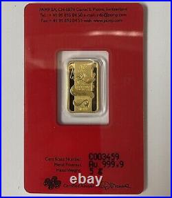 5 gram Gold Bar PAMP Suisse Year of the Dragon 2012