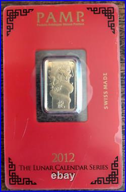 5 gram Gold Bar PAMP Suisse Year of the Dragon 2012 #850