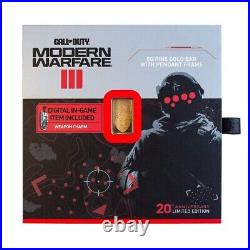 5 gram PAMP Call of Duty Modern Warfare III Gold Bar (with Frame) In Stock