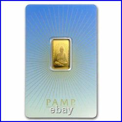 5 gram PAMP Suisse Gold Bar Buddha (in Assay). 9999 Fine (Low #C000259)