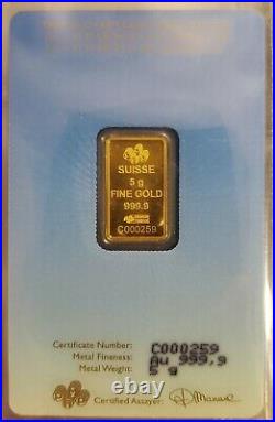5 gram PAMP Suisse Gold Bar Buddha (in Assay). 9999 Fine (Low #C000259)
