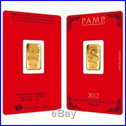 5 gram PAMP Suisse Year of the Dragon Gold Bar (In Assay)