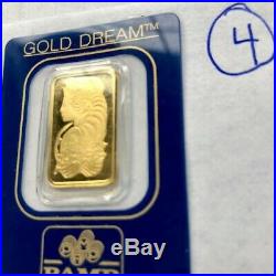 5 gram Pamp Suisse GOLD bar Assay Card Gold Dream