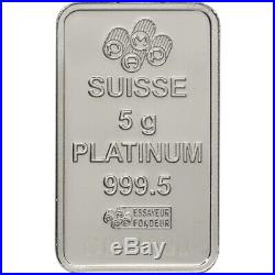 5 gram Platinum Bar PAMP Suisse Fortuna 999.5 Fine in Sealed Assay