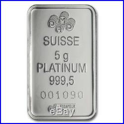 5 gram Platinum Bar PAMP Suisse (In Assay) SKU #67345