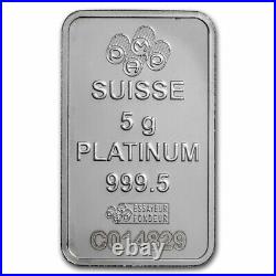 5 gram Platinum Bar PAMP Suisse Lady Fortuna (In Assay)