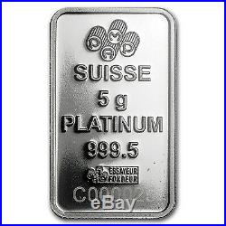 5 gram Platinum Bar PAMP Suisse Statue of Liberty (In Assay) SKU #93595