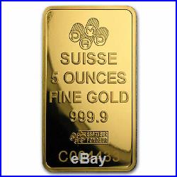 5 oz Gold Bar PAMP Suisse Lady Fortuna Veriscan (withAssay) SKU #88550