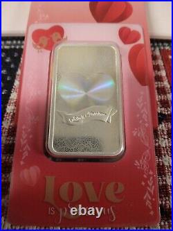 50 Gram Silver Love is Precious Heart Hologram IN ASSAY Crafted by PAMP LOT#543