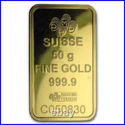 50 gram Gold Bar PAMP Suisse Fortuna Veriscan (In Assay). 9999 Fine Gold