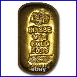 50 gram Gold Bar PAMP Suisse (Loaf style) SKU#67098