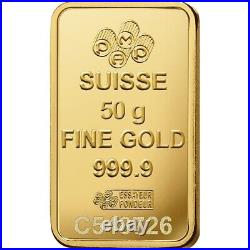 50 gram Gold Bar PAMP Suisse Rosa 999.9 Fine in Sealed Assay