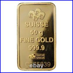 50 gram Gold PAMP Suisse Fortuna Veriscan Bar with Assay Card