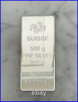 500 Gram (g) Pamp Suisse Silver Bar Hard Case & COA. STUNNING. Low b Serial #