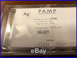 500 g. 999 Silver PAMP Suisse Fortuna Bar. Capsule + Assay Included