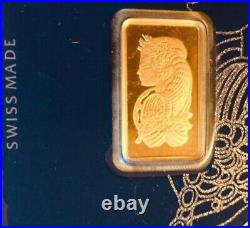 5g PAMP Suisse Lady Fortuna Gold Bar Swiss Gold Bullion. 999.9 Fineness