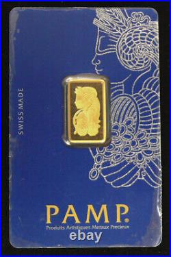 5gram Carded Pamp Suisse Fortuna Gold Bar 999.9% Pure Serial# C349927