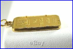 999.9 24k Fine Gold Pamp Suisse 10g Bar in 21k Case Pendant