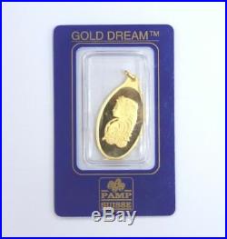 999.9 Fine Gold Pamp Suisse Fortuna 10 Gram Oval Bar Pendant in Case