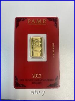 9999 GOLD 5g 5 Grams Bar 2012 Year Of The DRAGON PAMP