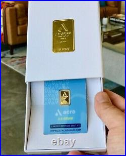Acre Gold 2.5g Gold Bar in Display Box Pamp Suisse Mint Limited Edition in Assay