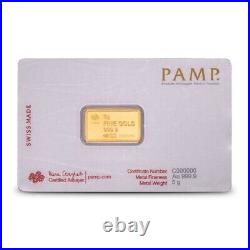 America The Free Statue of Liberty 5 Grams Gold Bar in Assay PAMP Suisse