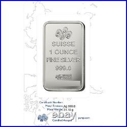 BOX OF 25 PAMP Suisse Lady Fortuna Silver Minted Bar 1oz
