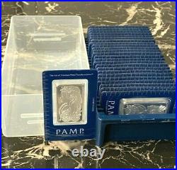 BOX OF 25 Pamp Suisse Lady Fortuna. 999 Silver Bar 1 OZ in Certified Assayer