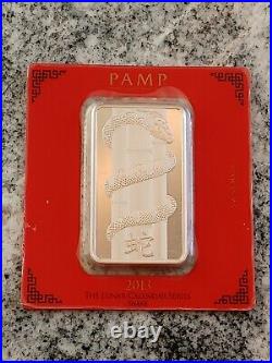 BOX of 25 2013 Pamp Suisse Lunar Snake 10 gram Silver Bar in Sealed Assay