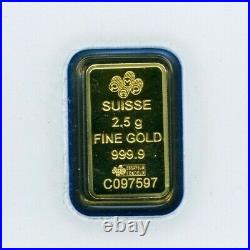 Beautiful Pamp Suisse Fortuna 2.5 gram Gold Bar Sealed 999.9 Fineness