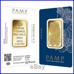 Box of 25 1 oz Gold Bar PAMP Suisse Lady Fortuna Veriscan. 9999 Fine In