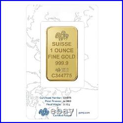 Box of 25 1 oz Gold Bar PAMP Suisse New Design (In Assay)