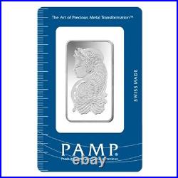 Box of 25 1 oz PAMP Suisse Lady Fortuna Silver Bar. 999 Fine (In Assay)