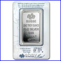 Box of 25 1 oz Pamp Suisse Lady Fortuna. 999 Fine Silver Bar in Assay Card