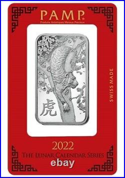 Box of 25 1 oz Silver Bar PAMP 2022 Year of the Tiger
