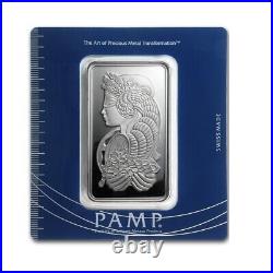 (Box of 25) 100 Gram Pamp Suisse Lady Fortuna Silver Bar In Assay