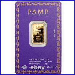 Box of 25 2022 5 gram Pamp Suisse Diwali Lakshmi. 9999 Gold Bar Presale 9/23