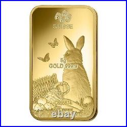 Box of 25 5 gram PAMP Suisse Year of the Rabbit Gold Bar (In Assay)