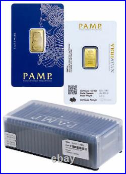 Box of 25 PAMP Fortuna 2.5 g Gold Bars In Assay