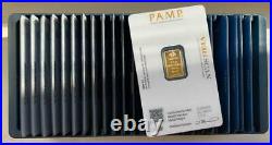 Box of 25 PAMP Fortuna 2.5g Gold Bars In Assay