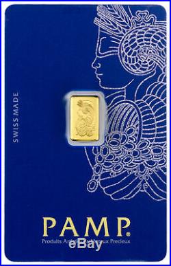 Box of 25 PAMP Suisse 1 Gram. 9999 Gold Bars Fortuna with Assay DELAY SKU27318
