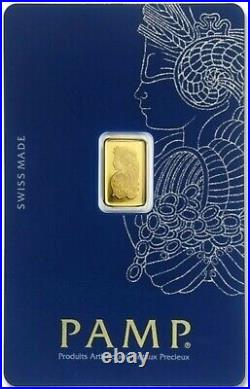 Box of 25 PAMP Suisse Fortuna 1 gram. 9999 Gold Bar Sealed Assay Card