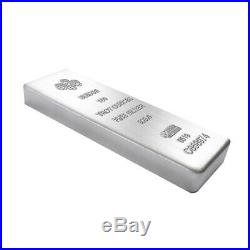 Box of 5 100 oz PAMP Suisse Silver Cast Bar. 999 Fine (withAssay)