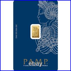 Certified PAMP Suisse 1 Gram Gold Bar Fortuna Sealed in Assay Card