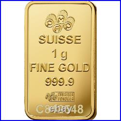 Certified PAMP Suisse 1 Gram Gold Bar Fortuna Sealed in Assay Card