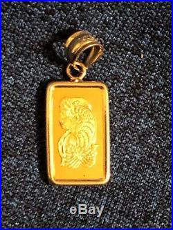 ELEGANT Pamp Suisse Lady Fortuna 24k gold pendant/charm for necklace! NICE