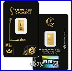 FIFA World Cup Qatar 2022 PAMP SUISSE 1 gram Bullion Gold Bar Serial # 6868