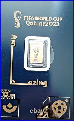 FIFA World Cup Qatar 2022 PAMP SUISSE 1 gram Bullion Gold Bar Serial # 6868